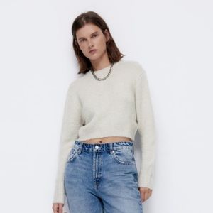ZARA grey knit cropped sweater size S